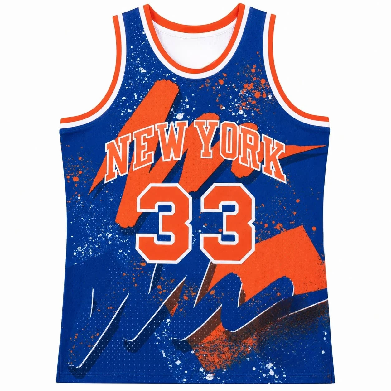 33 New York Knicks Graffiti Basketball Jersey Splash Art Print Breathable Mesh Sleeveless Fan Sport Tank Uniform Kids and Family