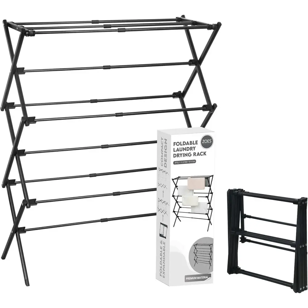 

Clothes Drying Rack, Collapsible Portable Dryer for Laundry, Indoor & Outdoor Use, Black 37.5x29x12