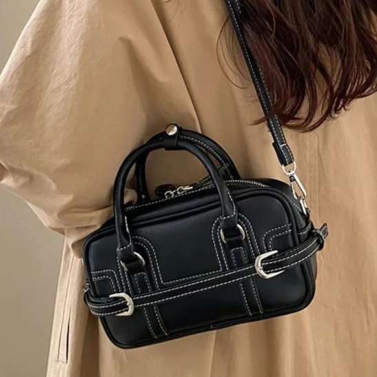 

Stitching Line Shoulder Bag Crossbody Bags American Vintage Y2K PU Leather Handbag WalletLarge-capacity Storage Bag Woman Bags