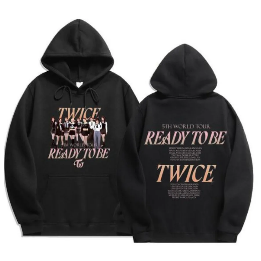 KPOP TWICE 5TH Ready To Be 2023 WORLD TOUR Hoodie Sweatshirts for Men Women Y2K Streetwear Hip Hop Pullover Hooded Jacket