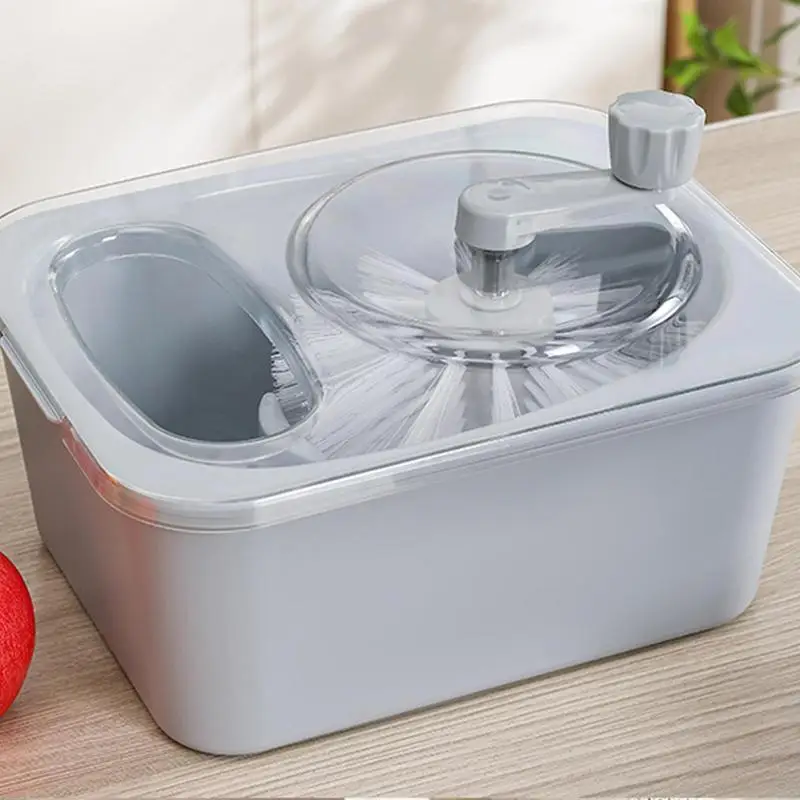 Multi Functional Fruit Cleaning Basket With Brush Vegetable Washing Spinner Plastic Manual Vegetable Drier Kitchen Accessories