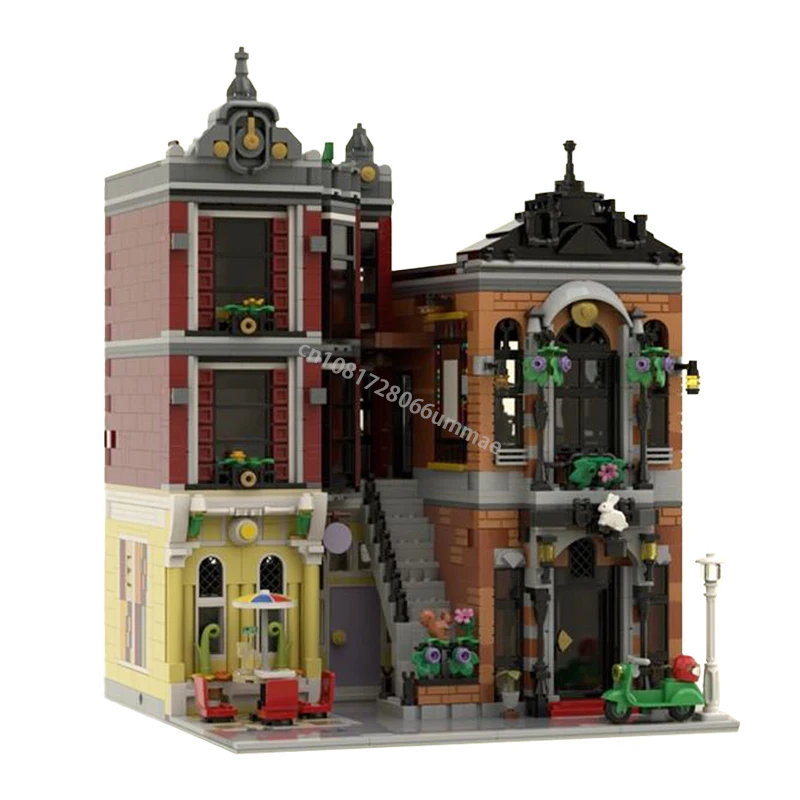 

NEW MOC Downtown Magic Shop Modular Street View Model Building Blocks DIY Architecture Brick Children Toy Christmas Gift 10312-B