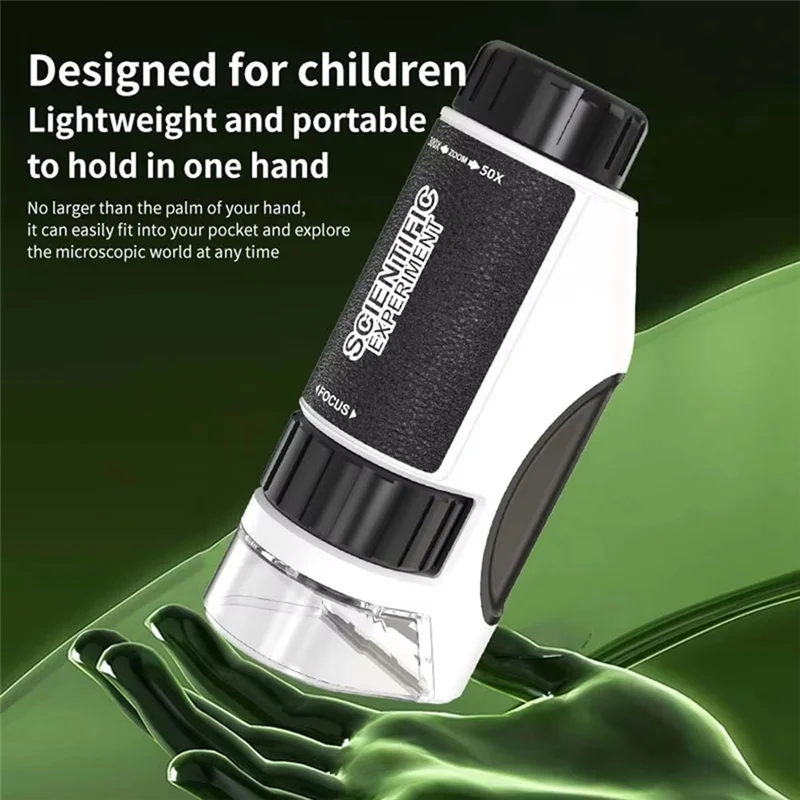 2025 Trend Kids Portable Mini Microscope 50X-300X Science Discoveries Handheld Microscopes Young Explorers