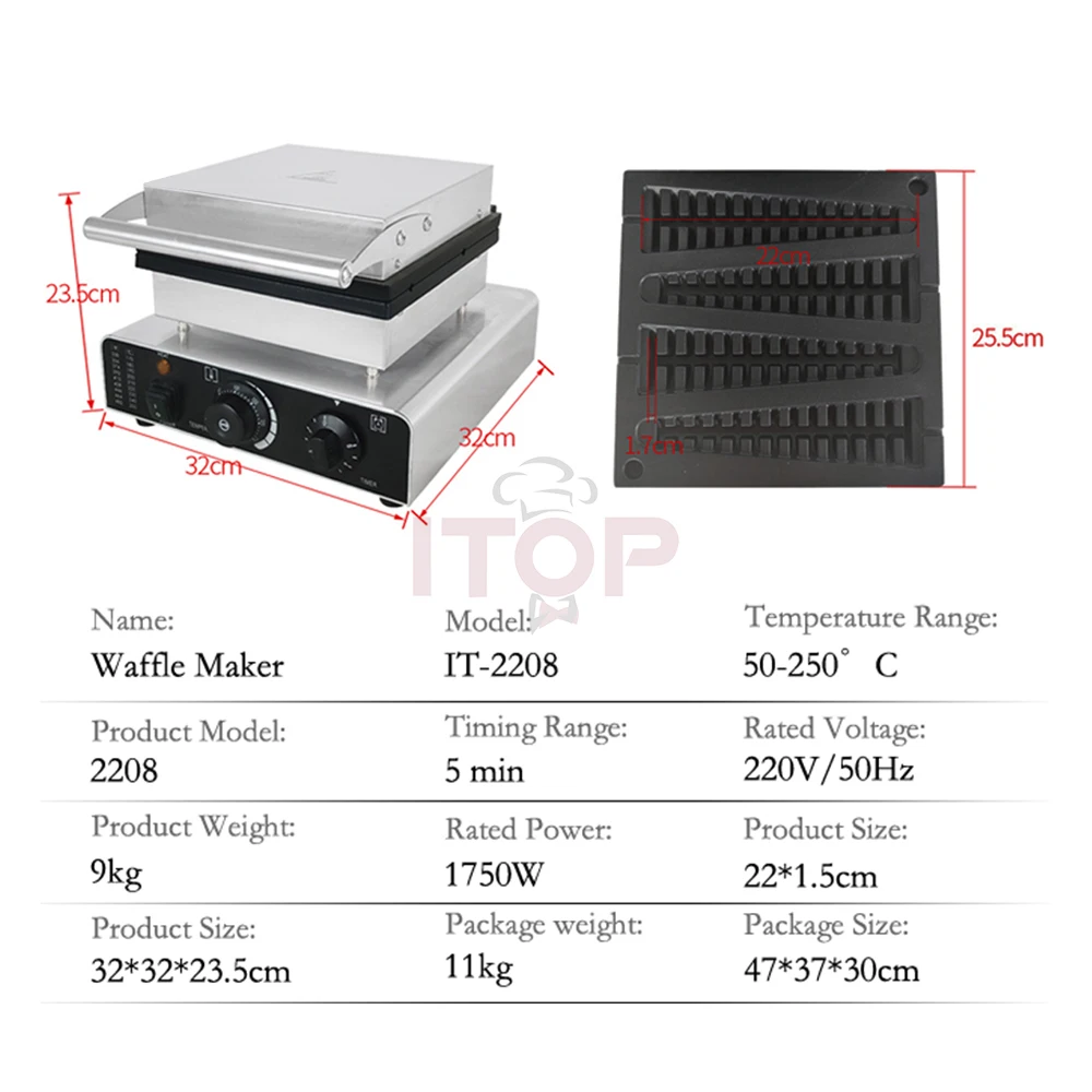 ITOP-horno comercial para gofres, máquina de pastel tipo Pino, Muffin, máquina de hueso de pescado, máquina de pastel de árbol de Navidad