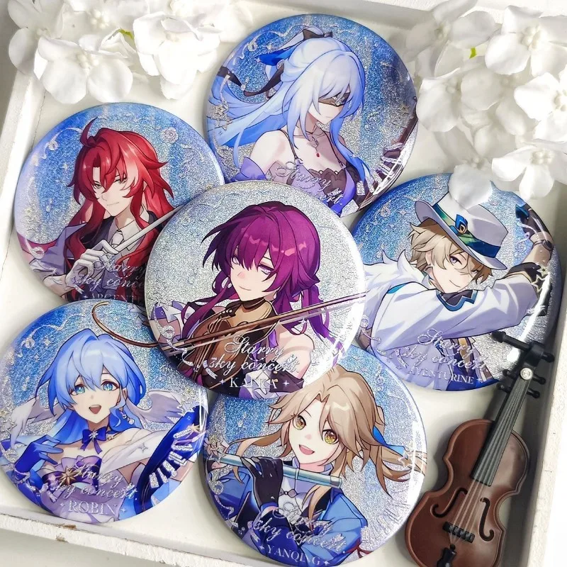 

6pcs Game Honkai: Star Rail Badge Robin Kafka Aventurine Jingliu Argenti Concert Style Badge Pin Brooch Accessories Collect Gift