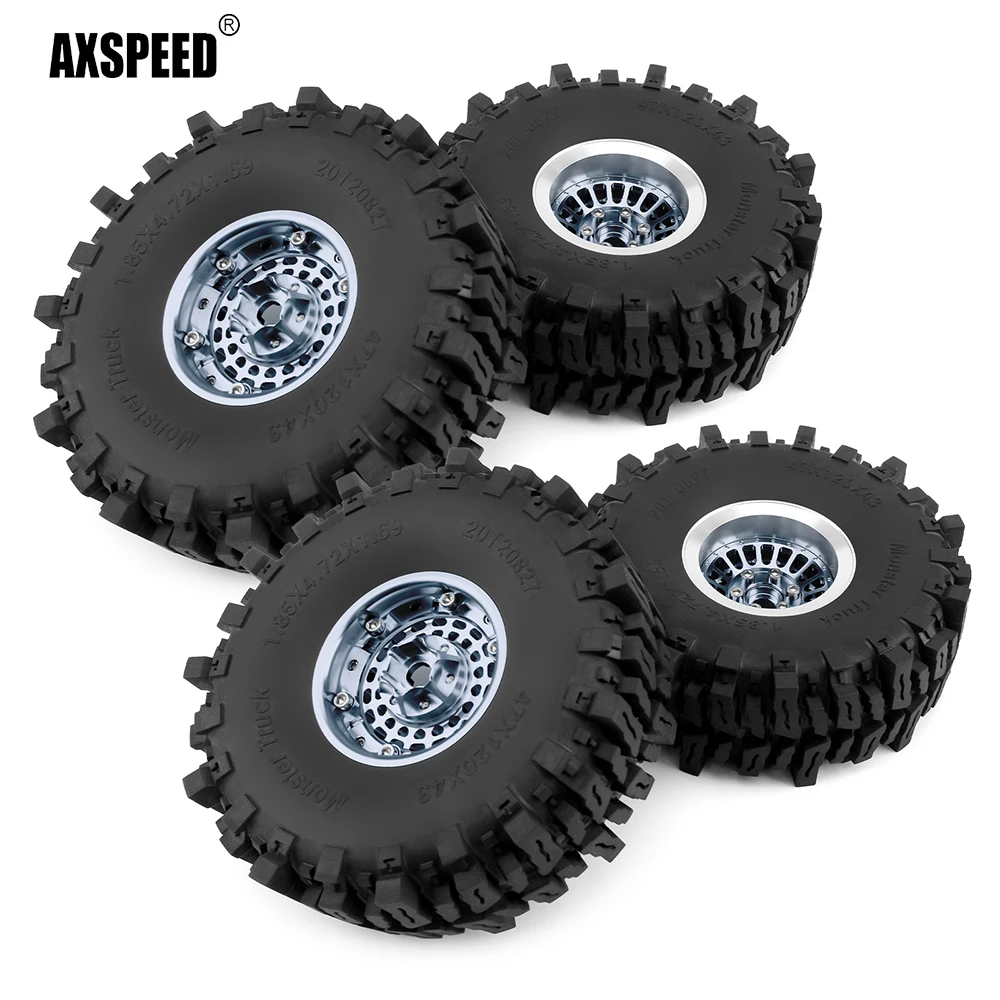 

AXSPEED Metal 1.9 Beadlock Wheel Hub Rim Tires Set for 1/10 RC Crawler Axial SCX10 TRX4 Upgrade Accessories