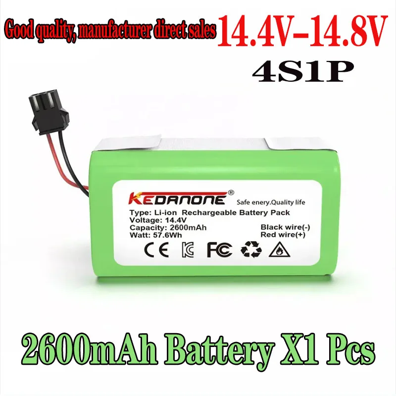 

14.4V 2600mAh Li-ion Battery for for Conga 990 1090 Tesvor X500 Ecovacs Deebot N79 N79S DN622 Eufy RoboVac 11 11S RoboVac 30