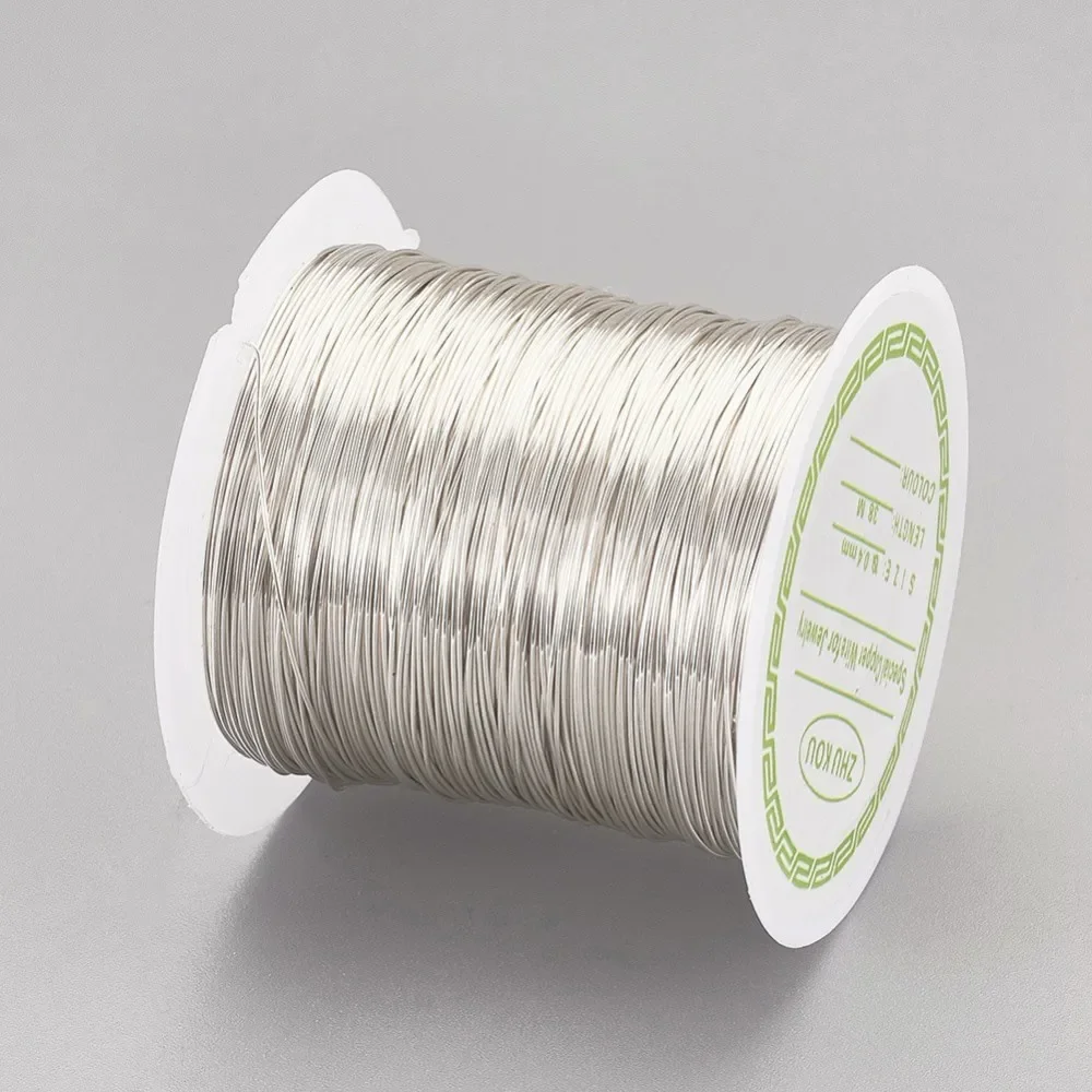 26 Gauge 0.4mm 124.67 Feet(38m)/roll Copper Wire Copper Beading Wire for Jewelry Making Long-Lasting Plated Silver Color Plated