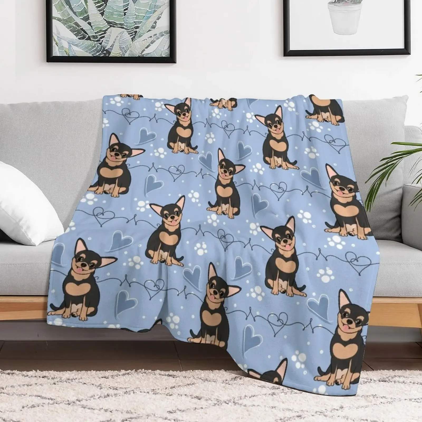 LOVE Black Tan Chihuahua Throw Blanket blankets ands Large blankets and throws Blankets For Baby