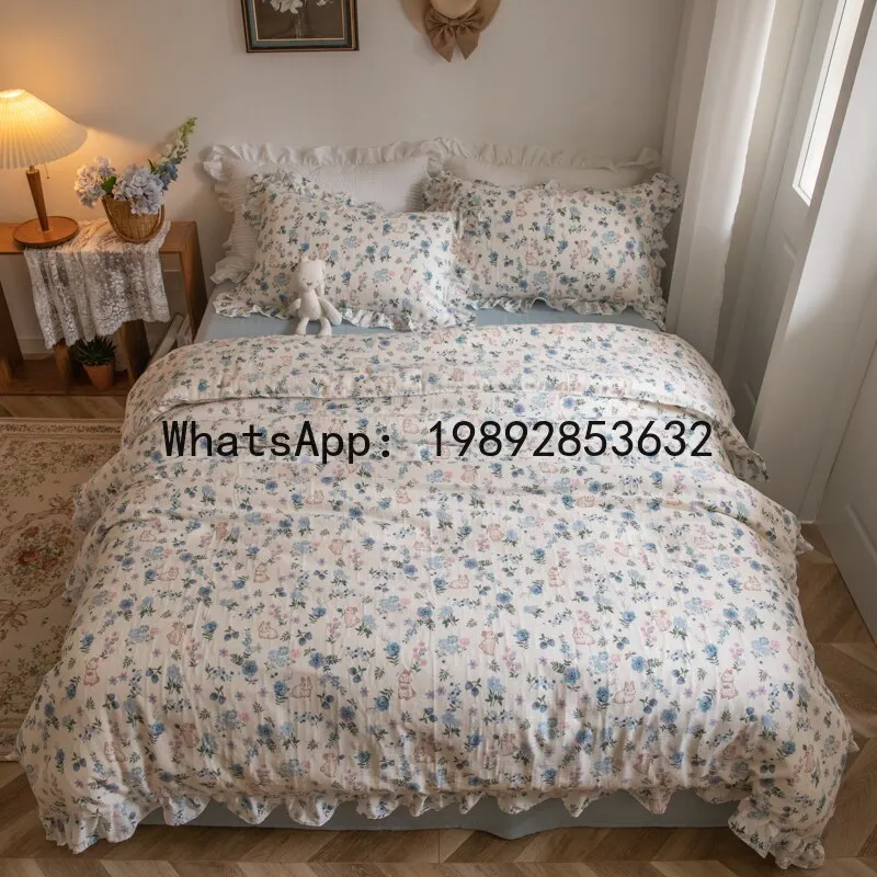 PYJ class a bedding small fresh double yarn 100 cotton pure cotton small floral bed sheet quilt cover