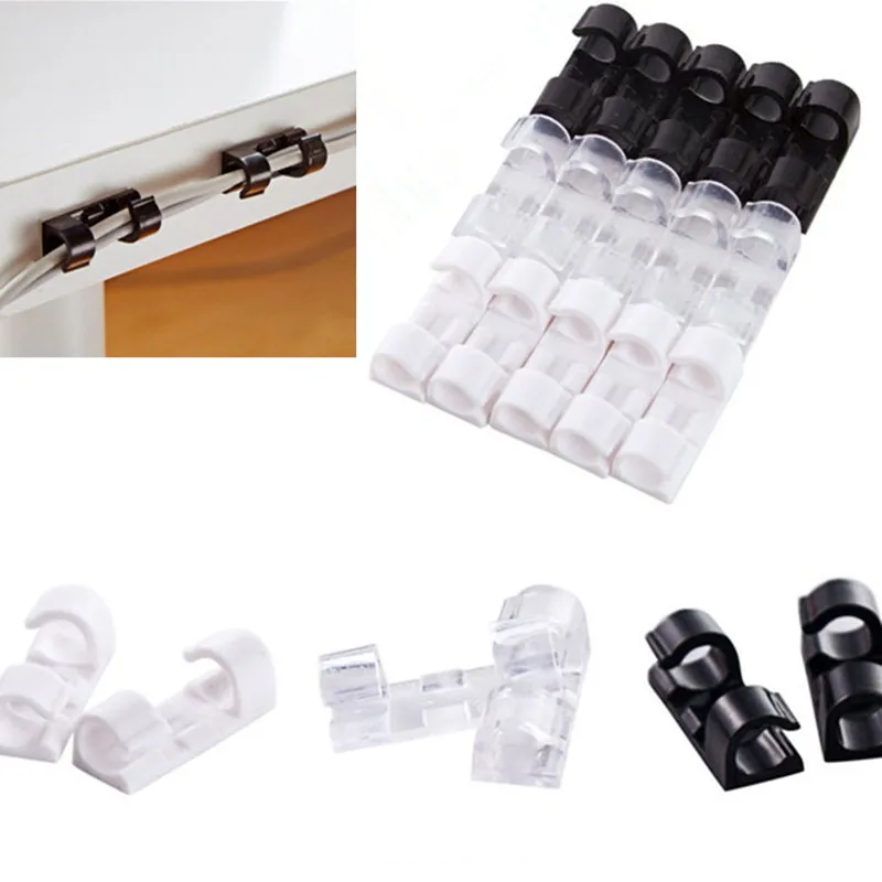 20Pcs Home Office Desktop Cable Clips Tie Mounts Cable Wire Storage Charger Cable Holder Clips Wiring Accessories