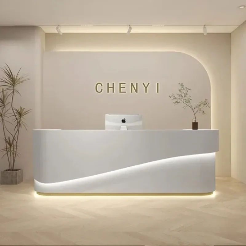 High-quality Office Light Luxury Display Reception Desks Counter Standing Reception Desk Restaurant Balcao Pra Loja Furniture