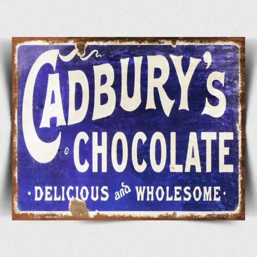 CADBURYS CHOCOLATE Vintage Retro Publicidad Letrero DE METAL PLACA DE PARED - A3 420 x 297 mm