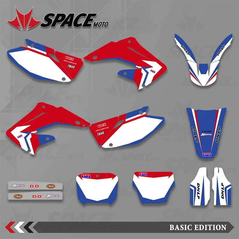 

SPACE Full Graphics Motorcycle Decals Stickers For HONDA CR125 CR250 CR 125 CR 250 2002-2012 Background Custom Number Name
