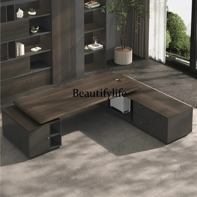 ZZZ Designer Modern L Shaped Office Desks Drawers Chair Asthetic Manager Computer Desks Study Gaming Standing Scrivania