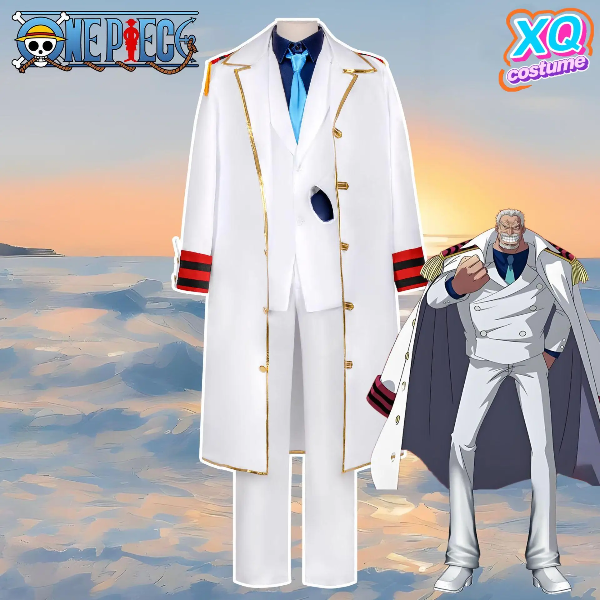 

Костюм для косплея японского аниме Monkey D Garp, морская форма, плащ, куртка, пальто, Луффи, дедушка, костюм для Хэллоуина, мужской костюм