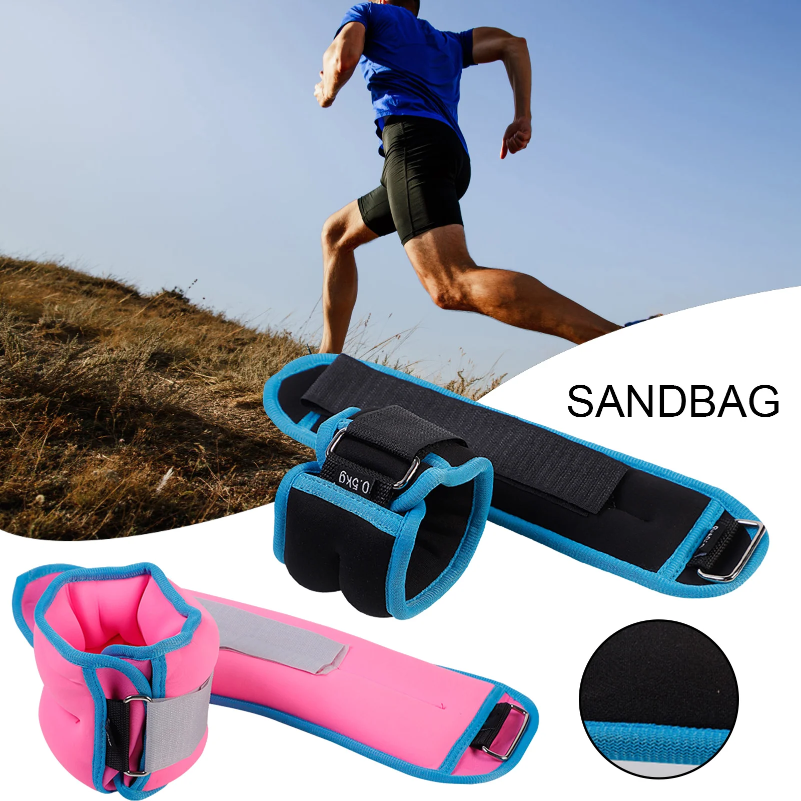 Fitness Equipment Gym Ankle Sandbag D-ring Adjustable Ankle Weight for Dance Leg Strength Training Running Yoga Sports 500G 1KG