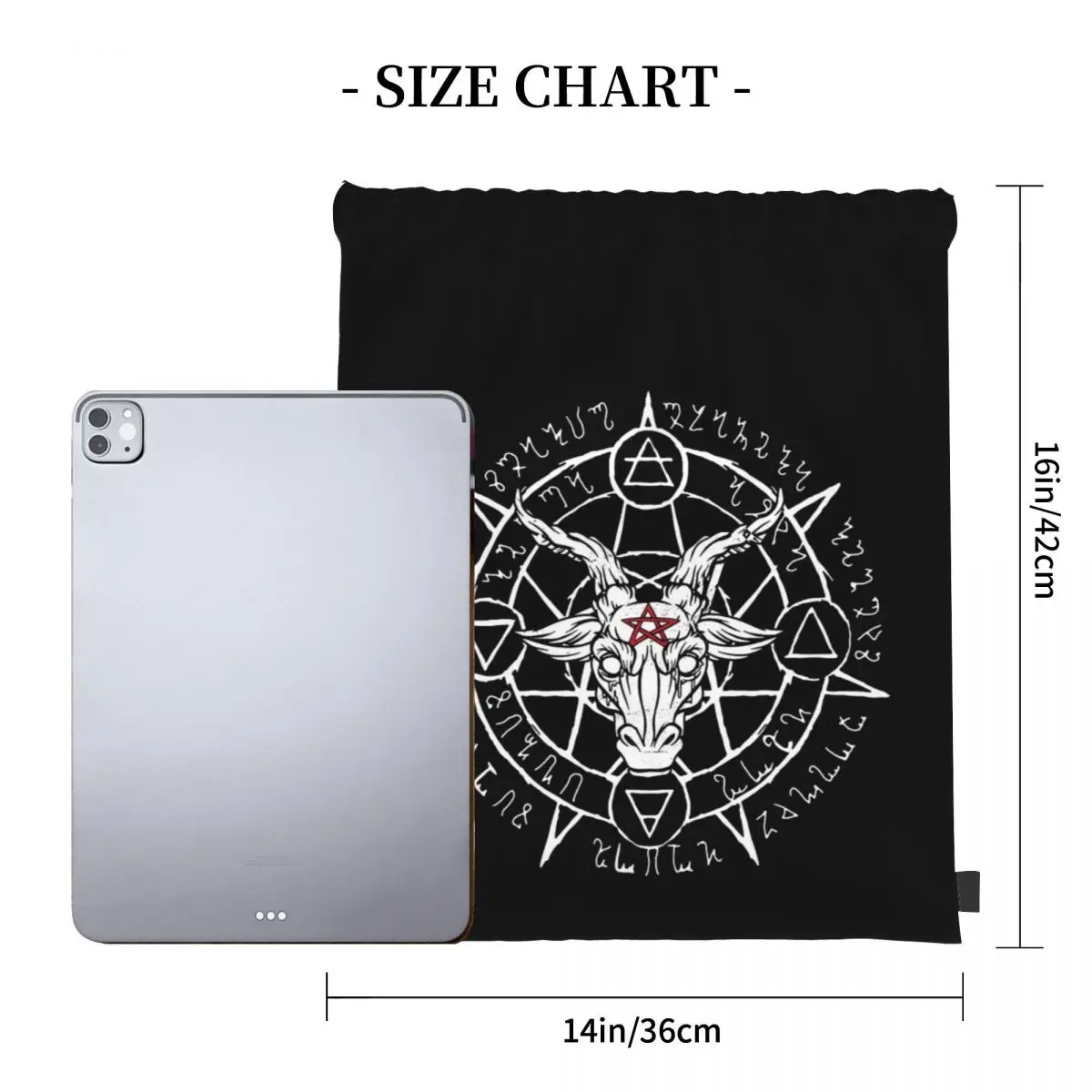 Baphomet Satanic Goat Backpacks Casual Portable Drawstring Bags Drawstring Bundle Pocket Sports Bag Book Bags For Man Woman