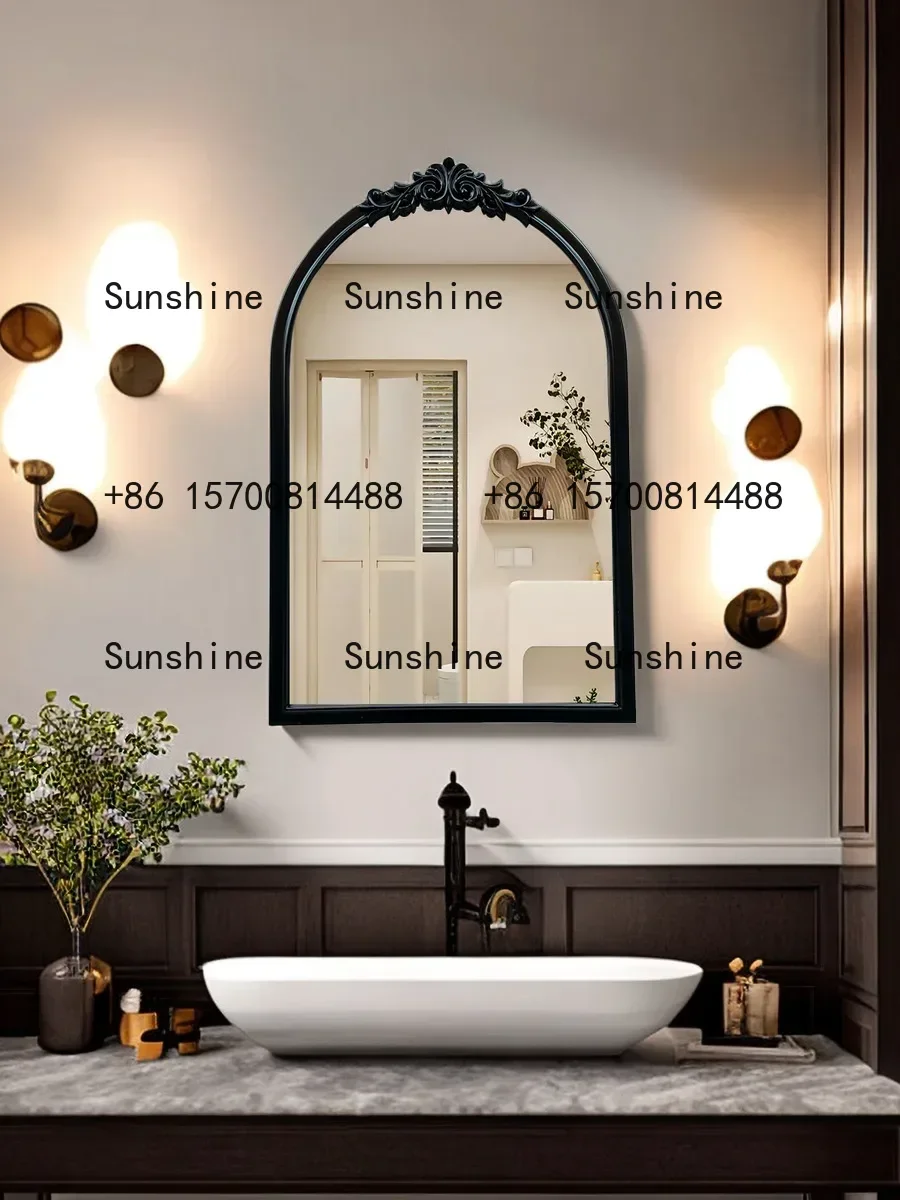 French Vintage Style Bathroom Wall-Mounted Mirror Smart Bathroom Vanity Fireplace Decorative MirrorXX