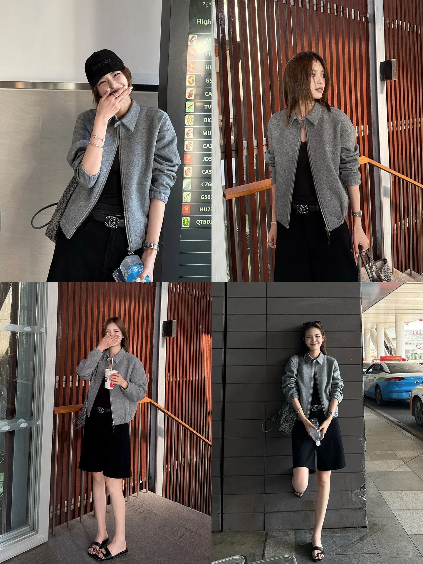 Jaqueta de Trabalho Feminina Xzichic com Zíper Duplo em Couro, Nova, com Gola Reversível, Mistura de Algodão e Poliéster, Roupa de Primavera