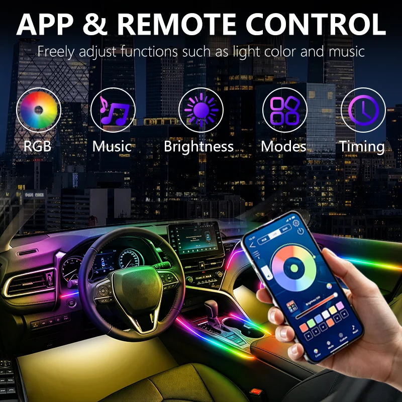 Automotive Iridescent  18 in 1 Ambient Lighting Fit For Honda Ridgeline 2009-2011, Multi Adjustable Colors & Dynamic Light Modes, One-Click Switch Light Effects, Stable Power Output, Low Component Loss Car Interior Decor Light