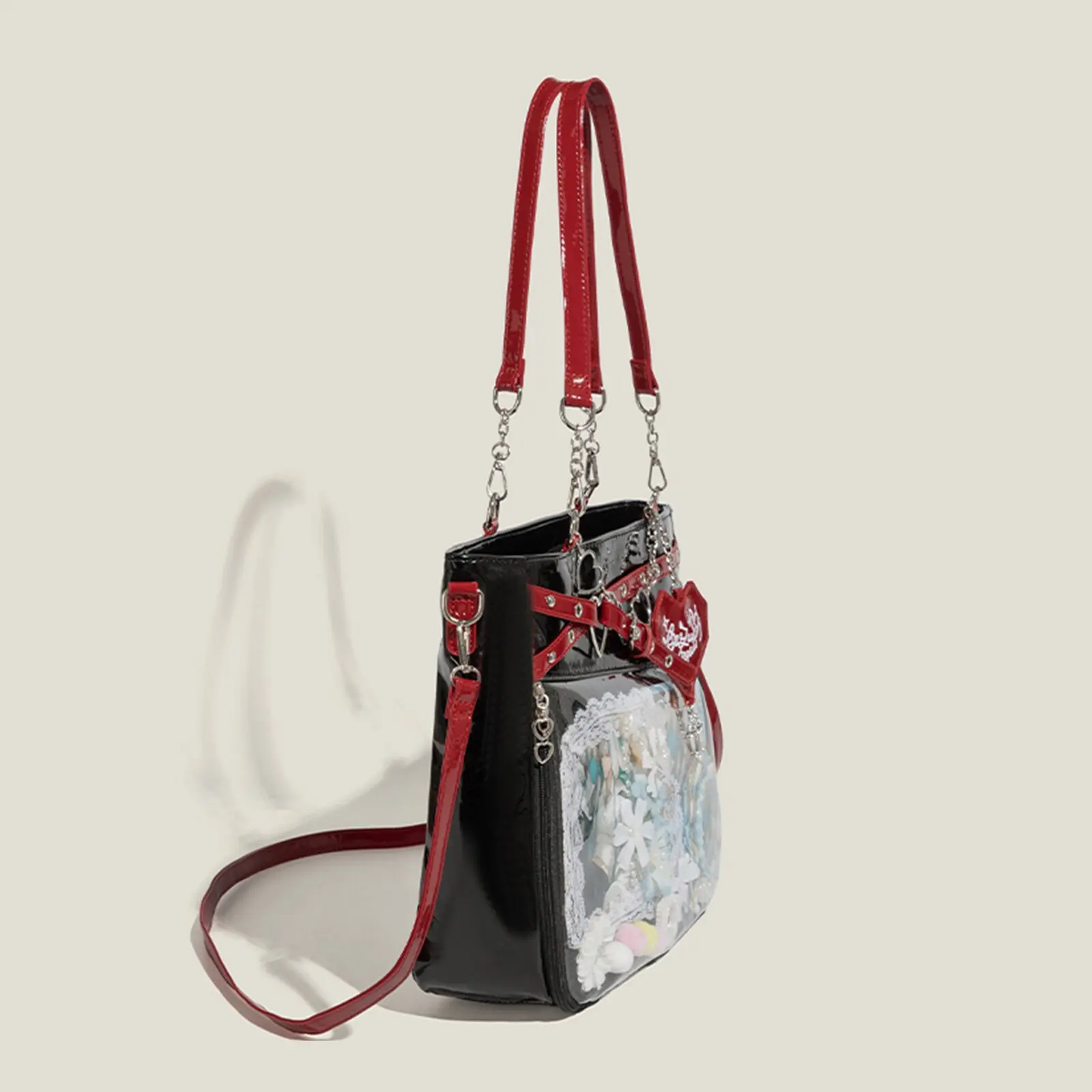 Neue große Kapazität Hot Girl Pain Bag transparente Schmerzschicht Herzschlag Flugbahn Umhängetasche Liebe Kette Umhängetasche – Detail 8