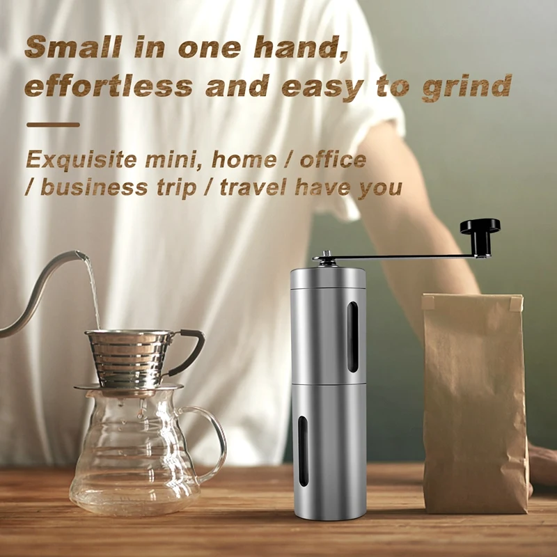 Moulin à café manuel avec réglage réglable, moulin à bavures coniques, acier inoxydable brossé, moulin à café pour Aeropress