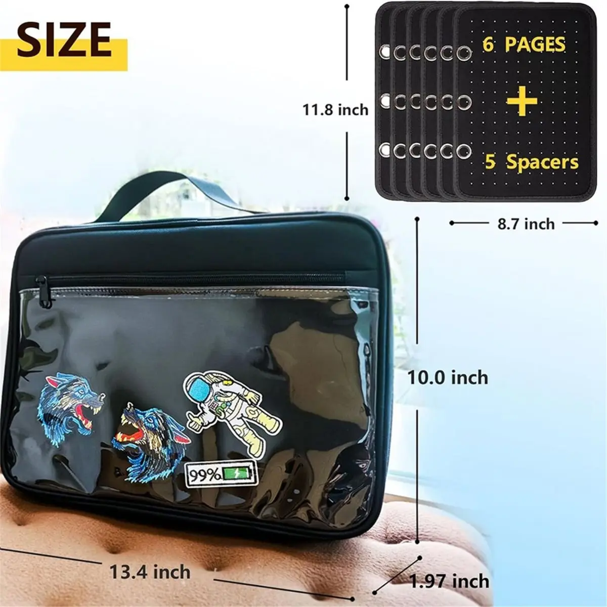 DT38 6 Pages Pin Books for Collectors, Enamel Pin Display Pages Pin Carrying Case, Travel Brooch Pins Display Bag