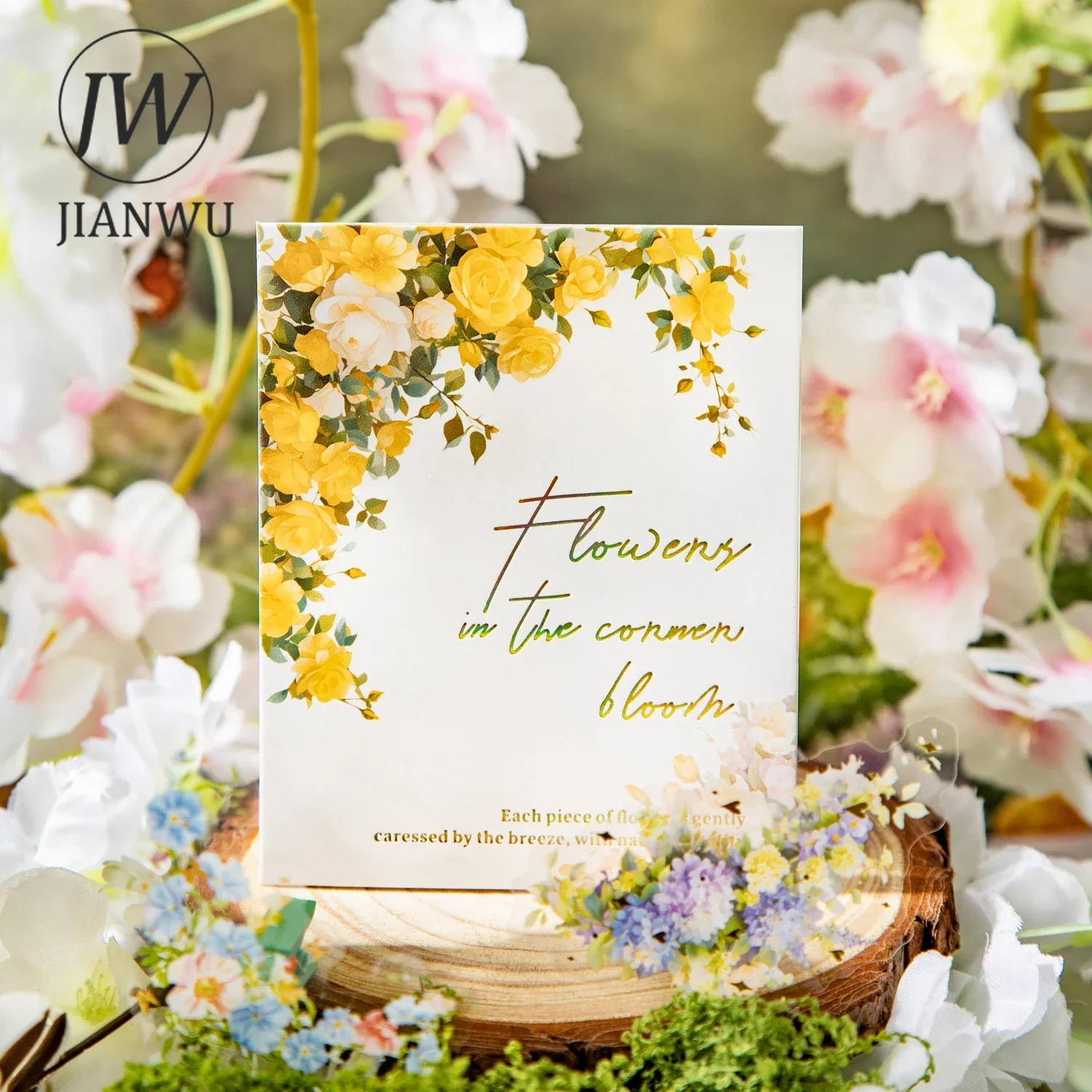 

JIANWU Flower Bloom in The Corner Series Vintage Border Landscape Material Collage PET Sticker Creative DIY Journal Stationery
