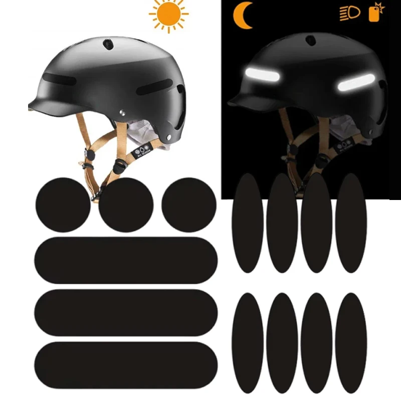 

Motorcycle Helmet Invisible Black Reflective Stickers Round and Oval Wheel Arch Scratch Stickers Night-time Safety Warning