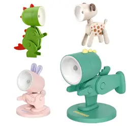 Mini Led Night Lights Cartoon Cute Dog Deer Dinosaur Shape Nightlights Adjustable Portable Kids Bedroom Bedside Decoration Light