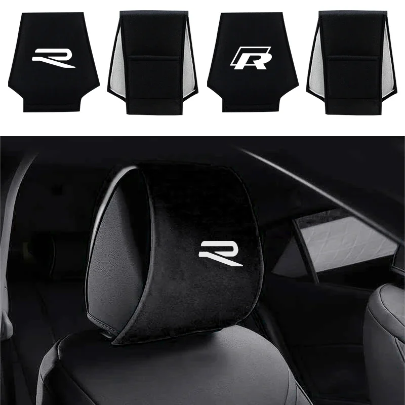 سيارة مسند الرأس غطاء مقعد رئيس وسادة الرقبة مسند الرأس غطاء سيارة Stying ل Volkswagen VW R Line Golf 4 5 6 7 توران بولو اكسسوارات