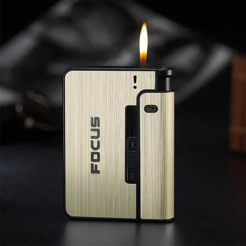 Portable Automatic Cigarette Case Metal Cigarette Boxes Holder Lighterless Device for Men Christmas Gifts No Gas and Oil