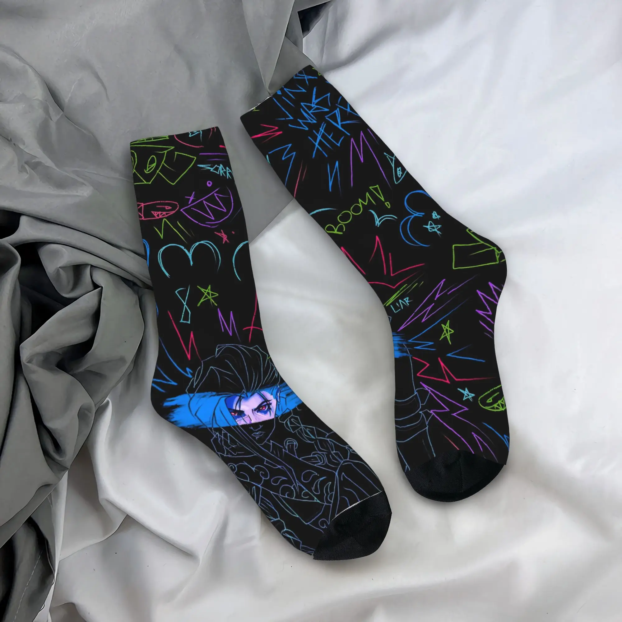 Jinx Monkey  Arcane (2) Stockings  Graphic Trendy Socks Winter Anti Bacterial Socks Unisex Men Outdoor Warm Soft Socks