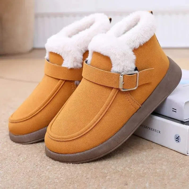 أحذية نسائية شتوية سميكة مبطنة بالصوف أحذية ثلج رياضية كاجوال من القطن أحذية واسعة القدم أحذية قصيرة مريحة ودافئة #2