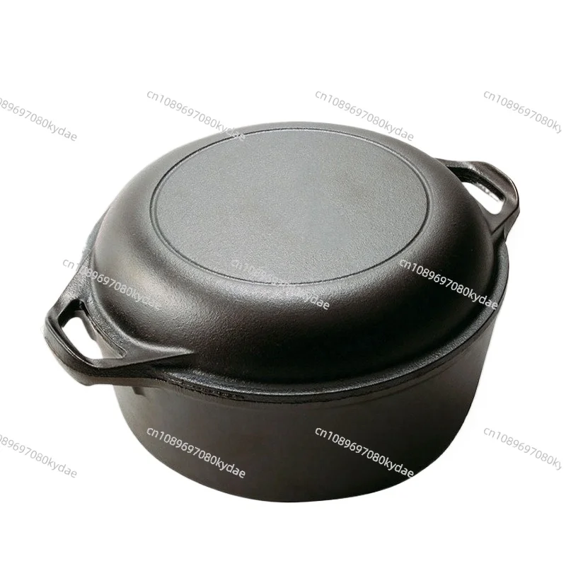 

2-in-1 Multifunctional Cast Iron Dutch Oven for Baking, Frying & Stewing - Deepened Binaural Design