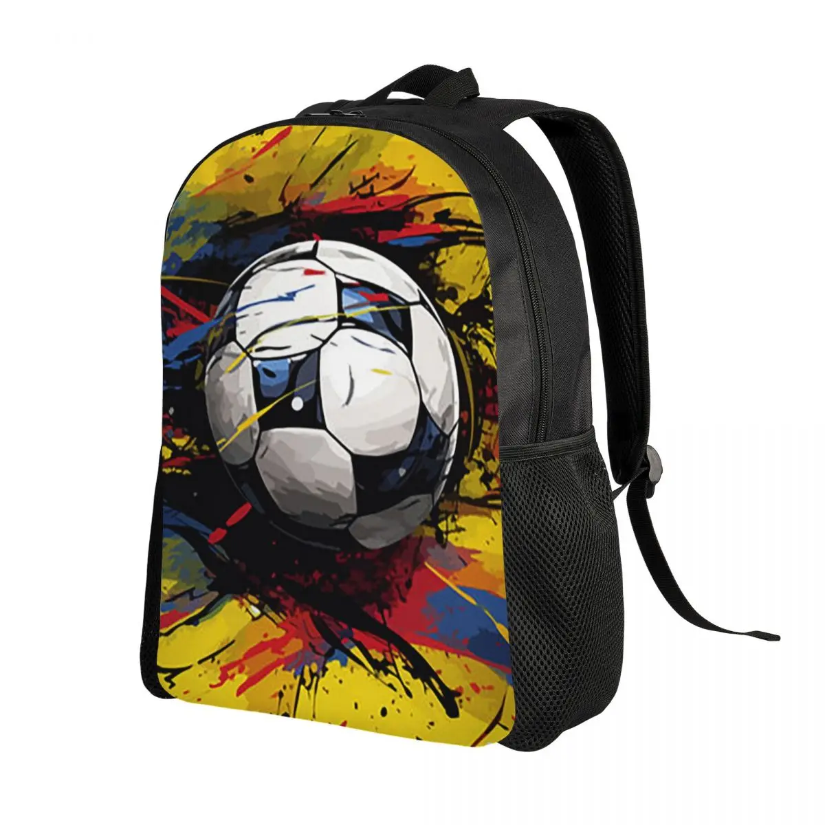 Graffiti Soccer Themed Backpack Daypack Large Capacity Children BookBag School Bag Shoulder Bags for Men Women