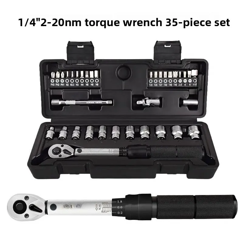 1/4 Inch Torque Wrench Set 2-20Nm Preset Adjustable Bicycle Repair Tool for MTB Road Bike Maintenance