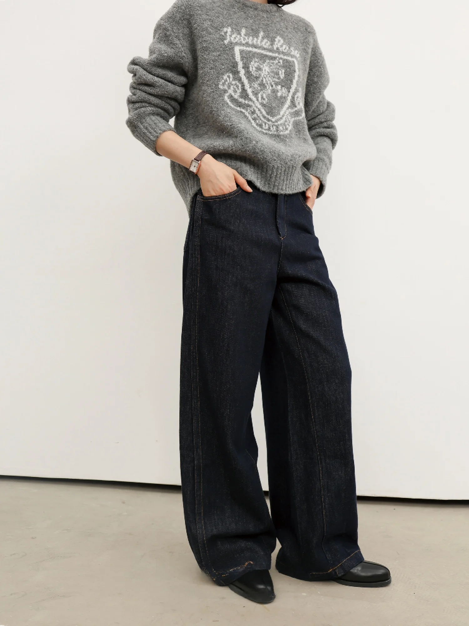 

Super Scape оригинальные цветные контрастные цвета с нашивкой по бокам, утягивающие свободные широкие джинсы для женщин, шелковая ткань на талии