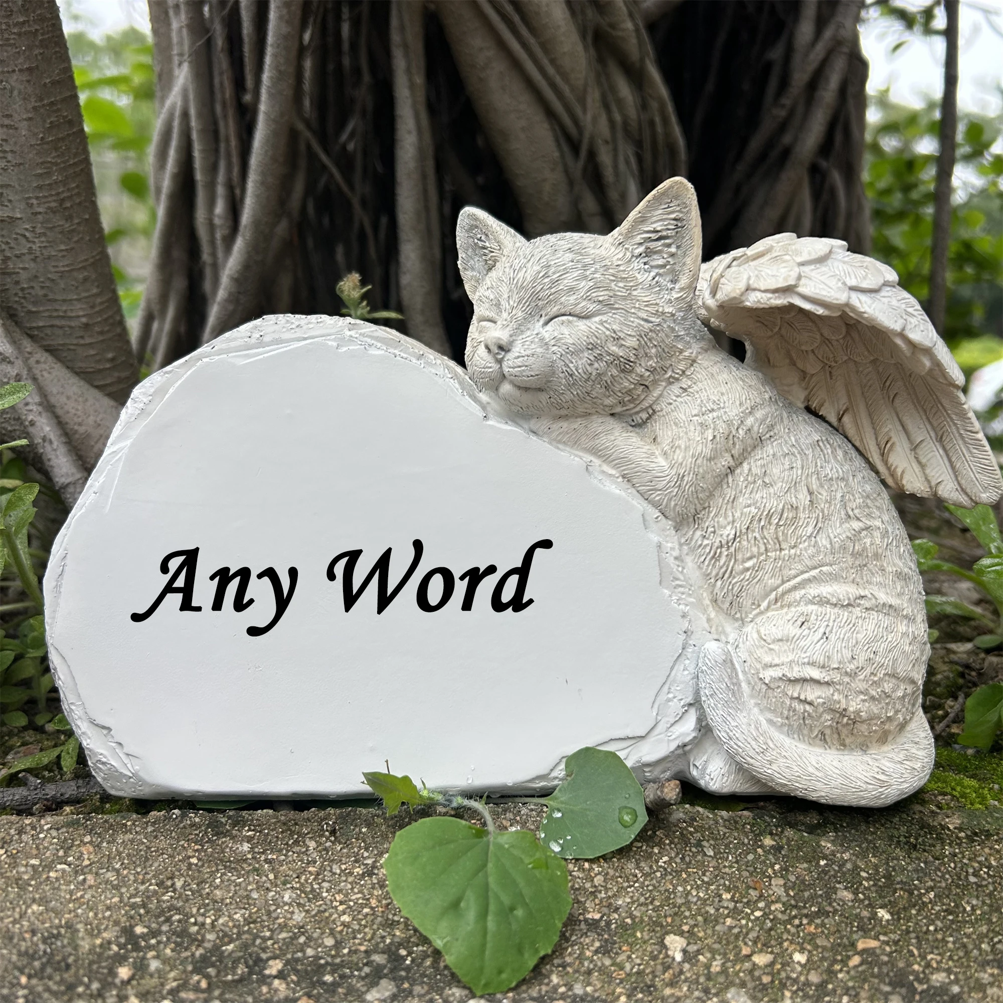 Personalized Cat Angel Memorial Garden Statue- Engraved Pet Cat Memorial Stone - Cat Grave Marker -Any Word