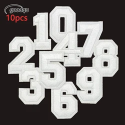 10pcs Iron On Patches White Digit For Embroidered Pack Lot Parches Thermoadhesive Fabric Sew Kids Boys Girl Jackets Diy Naszywka