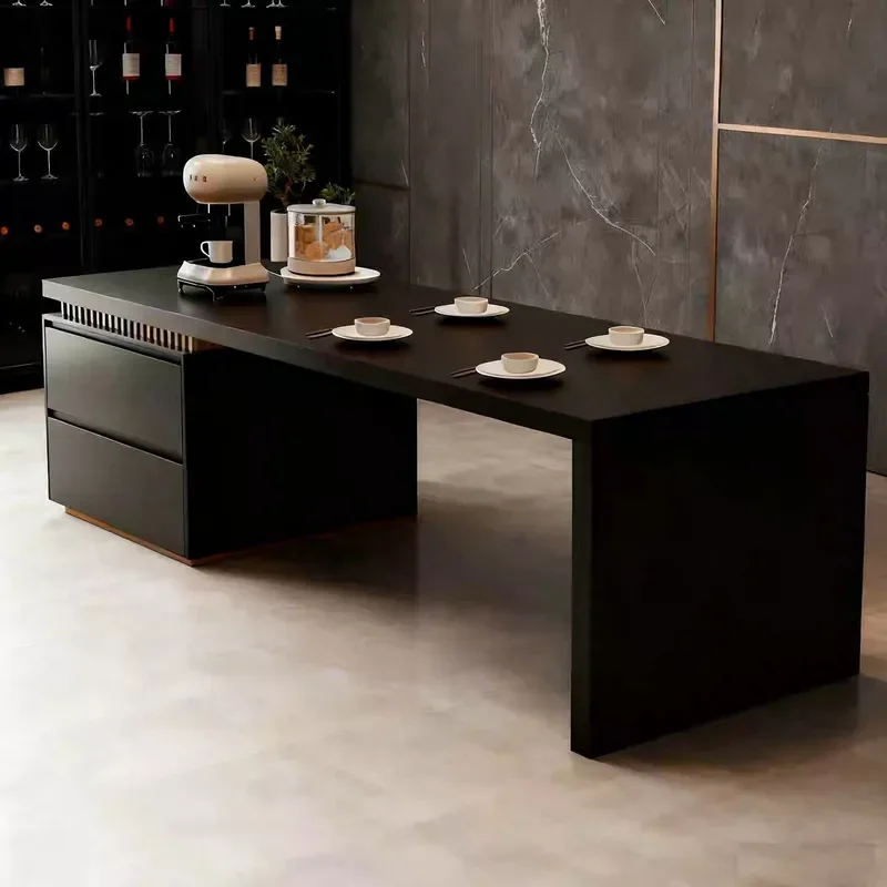 2025 New Island Table Integrated Household Kitchen Rock Slab Middle Guide Table Custom Western Kitchen Operation Table Light