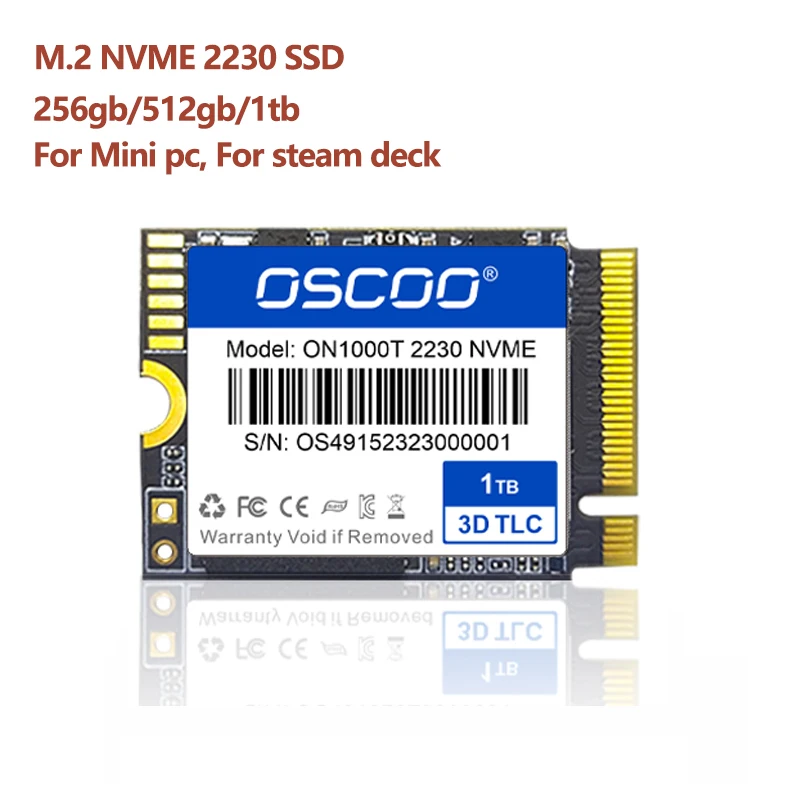 OSCOO SSD 2230, 스팀 데크 M2 Pcie 4.0 디스크, 솔리드 스테이트 드라이브, 256GB, 512GB, 1TB Untuk Dek Uap 노트북, 로그 앨리 콤퓨터