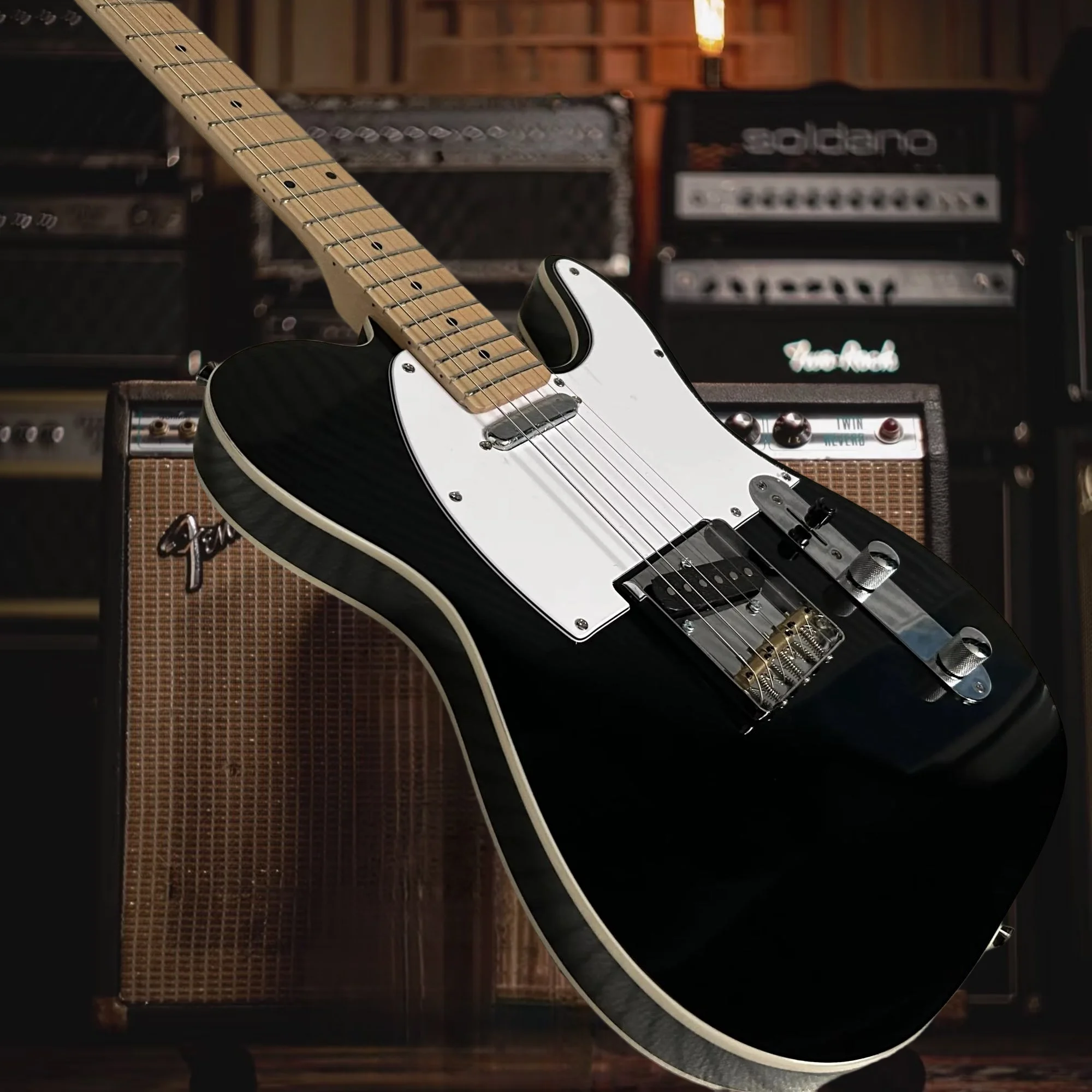 

Best Selling Black TLE Electric Guitar 22 Sound Options Mahogany Body Maple Fretboard Free Shipping Ready to Play