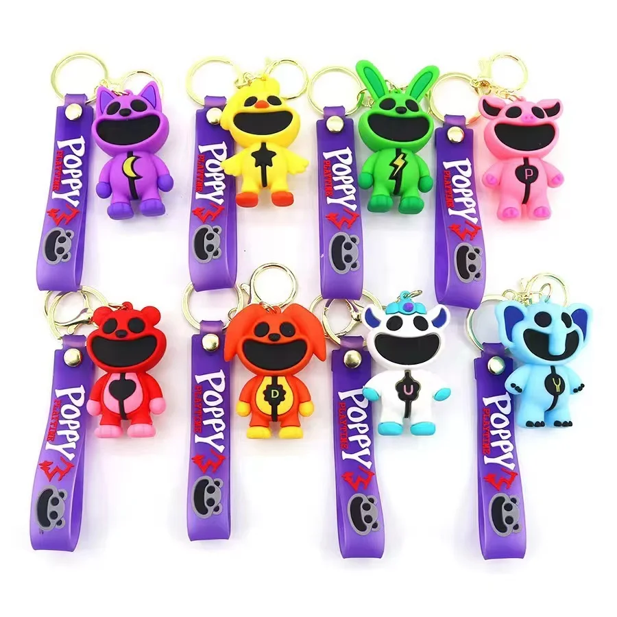 Cartoon Smiling Critters keychain Game Hopscotch Catnap Bearhug Key Chain For Men Women Backpack Pendant Keychain Gift for Kids