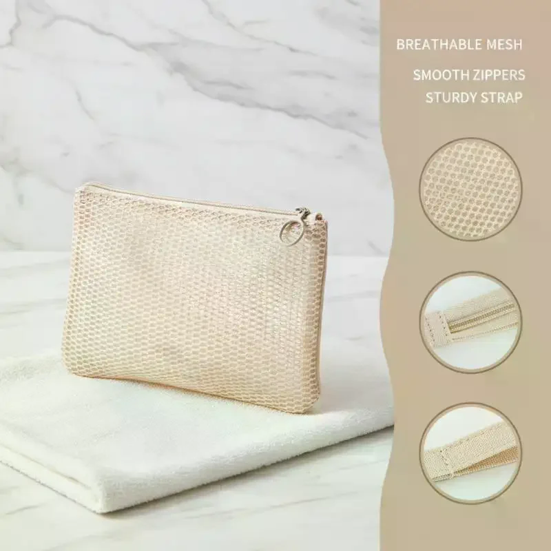 Dual-Layer Mesh Storage Bag Cosmetic Bags Multi-purpose Portable Travel Makeup Bag With Zipper Cosmetics Organizer