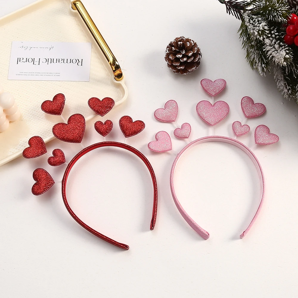 1pc Valentine's Day Love Headband Wedding Holiday Party Fashion Hair Hoops For Women Girls Heart Shape Hair Bands Headdress