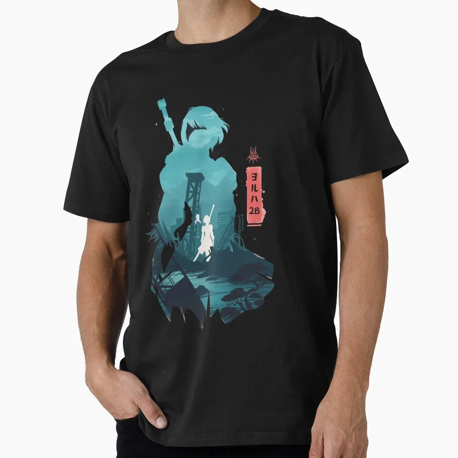 

2B Shadow NieR Automata Anime Videogame Gift t shirt JRPG Graphic Tee Y2K Clothes 100% cotton printed All size Tops S-6XL
