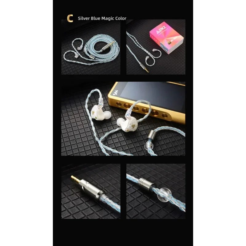 QKZ T1 8 Core TC cavo di aggiornamento per auricolari Hifi placcato argento connettore MMCX/2pin utilizzare per ZXN ZXT ZXD ZX2 ZAX2 ZX1 ZX3