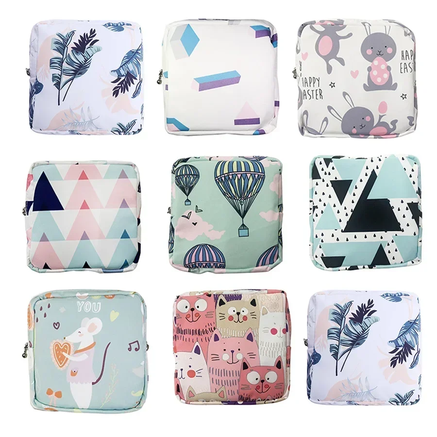 Cartoon Cute Girl Cosmetic Bag Mini Sanitary Pads Lipstick Storage Makeup Bag Travel Toiletry Beauty Case Make Up Organizer Bag